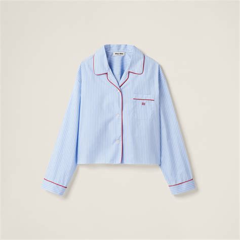 miu miu orange white and blue stripes|Sky Blue/white Striped Cotton Shirt .